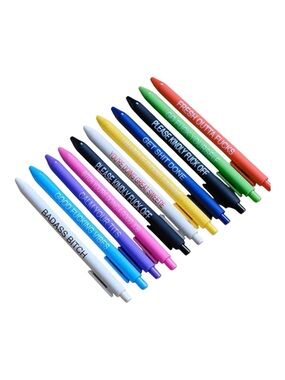 Vulgar Motivational Humor Ballpoint Pen Set (11) - Assorted Colors